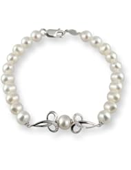 18k Gold, Freshwater Pearl Bracelet, 7.0-6.5mm, "A" Quality w/ Diamonds