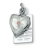 Sterling Silver Heart and Bible Verse Plaque with Mustard Seed and 18-inch Chain - Small