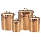 Solid Hammered Copper Canisters Set Of 4