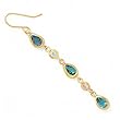 14K DANGLE EARRINGS W/ 6X4MM BLUE TOPAZ & CZ