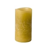 Enjoy Lighting 37264 Green Distressed Limegrass & Cypress Scented Wax LED Pillar Candle, 3.2 by 6