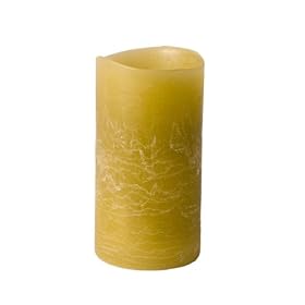 Enjoy Lighting 37264 Green Distressed Limegrass & Cypress Scented Wax LED Pillar Candle, 3.2 by 6