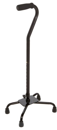 Duro-Med Adjustable Multi-Color Large Base Base Quad Cane, Black