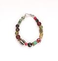 Recycled Glass, Lampwork, and Resin Multi-Color Bead Bracelet.