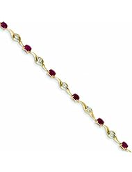 2.6 Carat 14K Gold African Ruby and White Sapphire Oval and Round Bracelet