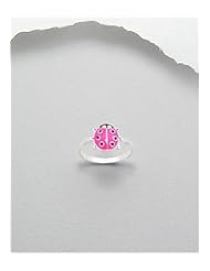 Pink Ladybug Ring In 92.5 Sterling Silver