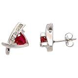 14K White Gold Ruby and Diamond Earrings