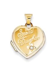 Genuine IceCarats Designer Jewelry Gift 14K 15Mm Heart Diamond Special Daughter Locket