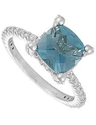 Blue Topaz and Diamond Ring 14K White Gold - 2.50 CT TGW