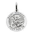Bling Jewelry Sterling Silver St. Michael Medal Round Pendant 18 inch Box Chain