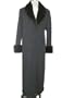 100% 17 Ounce Loro Piana Black Cashmere Straight Body Coat w/Mahogany Mink Notch Collar & Cuffs USA Made