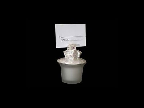 Glass Candle/Place Card Holder With Abc Blocks Top & Pink Crystals - Wedding Party Favors