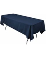 LinenTablecloth 60 x 102-Inch Rectangular Polyester Tablecloth Navy Blue