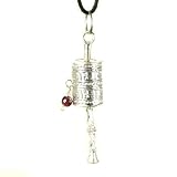 Silver Prayer Wheel Buddha Pendant