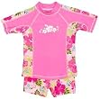 Girls Pink Hawaiian Flower Two Piece Rashguard Swim Suit