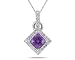 Princess Cut Amethyst & Diamond Pendant in 14K White Gold
