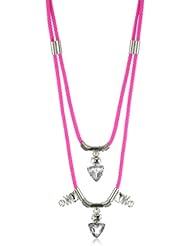 nOir "Jaipur" Hot Pink and Silver 2 Tier Necklace