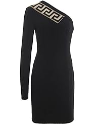 General Print Elastane/Polyamide/Viscose Mesh One Shoulder Mini Dress 