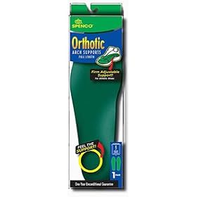 SPENCO Orthotic Arch Supports, Size: 3, Full Length, Women's Shoe Size: 9-10, Men's: 8-9