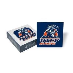 Set of 4 Ceramic Coasters (4x4) UTEP Coaster Set Texas (El Paso) Miners (UTEP) Beverage Drinkware by 