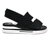 Womens Black JuJu Wedge Beach Summer Ladies Sandals Shoes