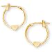 14K Yellow Gold Children's Hoop Earrings (Pair) w/Heart / 10.00 mm