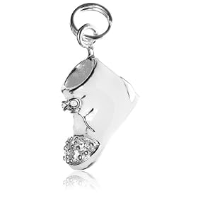 Buy Sterling Silver Cubic Zirconia White Baby Shoe Charm by Amazon.com Collection