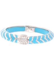 Angelique De Paris Mata Hari Silver Platinum Rhodium Finish Resin Bangle Bracelet in Turquoise