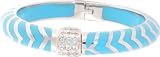 Angelique De Paris Mata Hari Silver Platinum Rhodium Finish Resin Bangle Bracelet in Turquoise