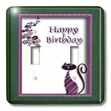 Best Price Beverly Turner Birthday Design - Cat with Flowers Happy Birthday - Light Switch Covers - double toggle switch