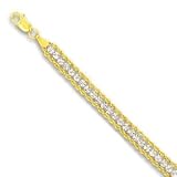 10k Two-Tone Beads and Rope Bracelet - 7 Inch
