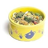 Ceramic Feeder with Pawprint Hamsters - 3.5 in. diameter