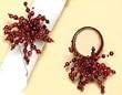 Bead Red Napkin Rings Set / 6