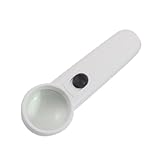 uxcell　拡大鏡　2LEDライト付き　 37mm直径　ホワイトプラスチックハンドル　3 AAAバッテリー適用