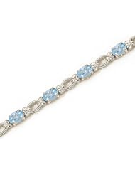 14k White Gold Natural Aquamarine And Diamond Tennis Bracelet