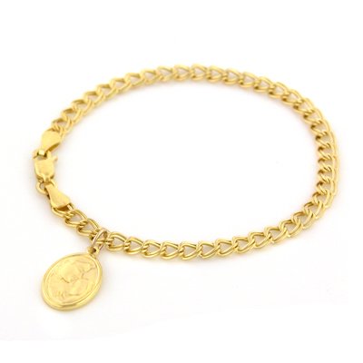 Childrens Toyshop  Jewelry : 14kt Gold Link Bracelet with Heaven's Gift Charm - 7"