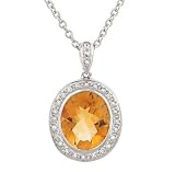 4.57ct Citrine & Pave Diamond (.17ct) Pendant w/chain