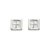 14K White Gold 1/4 ct. Bezel Set Diamond Fashion Earrings