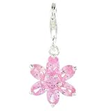 Oscaro Charms 925 Sterling Silver Flower Pink CZ Clip on Charm for Thomas Sabo style bracelets and necklaces
