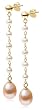 14k Yellow Gold Peach Freshwater Cultured Pearl Drop Earrings