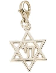 Rembrandt Charms Star of David with Chai Charm with Lobster Clasp