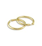 Large Solid 14k Yellow Gold Round Hoop Hinged Earrings