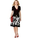 Apparel : T Tahari Short-Sleeve V-Neck Cardigan & Floral-Print A-Line Skirt