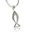 Silvertone Crystal Fish Religious Pendant Necklace Jewelry