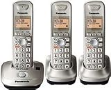 Panasonic KX-TG4013N DECT 6.0 PLUS Expandable Digital Cordless Phone, Champagne Gold, 3 Handsets