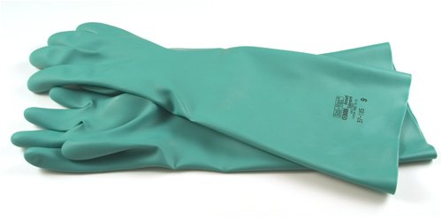 Ansell 37-185 Chemical Resistant Unlined 22mil Textured Palm Nitrile Gloves, Size 9, Sold by pair
