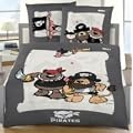NICI Renforc� Bettw�sche / Piraten - Bettw�sche / Kinderbettw�sche / Farbe: anthrazit / Gr��e: 135x200 / mit Rei�verschluss / 100% Baumwolle