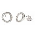 14k White Gold Diamond Circle Stud Earrings ( 1/5 Cttw, SI Clarity, H Color)