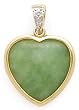 14k Gold, Diamond & Jade Heart Pendant (0.02ctw)