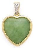 14k Gold, Diamond & Jade Heart Pendant (0.02ctw).